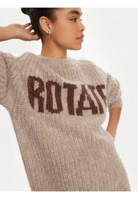 ROTATE Sweter 114443 Brązowy Regular Fit. Kolor: brązowy. Materiał: wełna