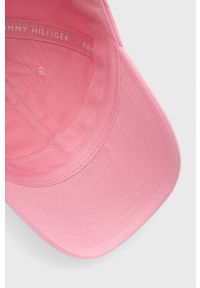 TOMMY HILFIGER - Tommy Hilfiger czapka bawełniana dziecięca kolor różowy gładka. Kolor: różowy. Materiał: bawełna. Wzór: gładki #4