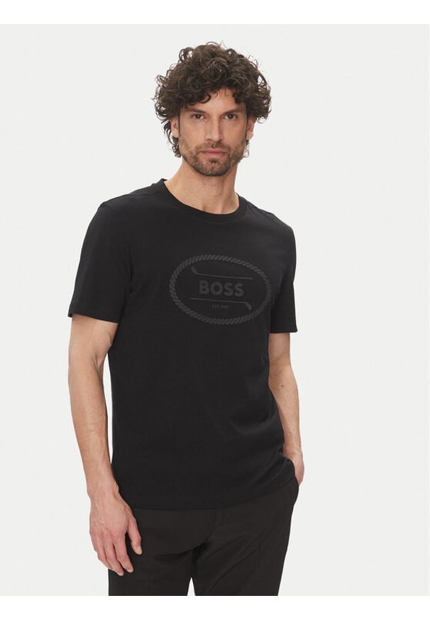 BOSS T-Shirt 50537825 Czarny Regular Fit. Kolor: czarny. Materiał: bawełna