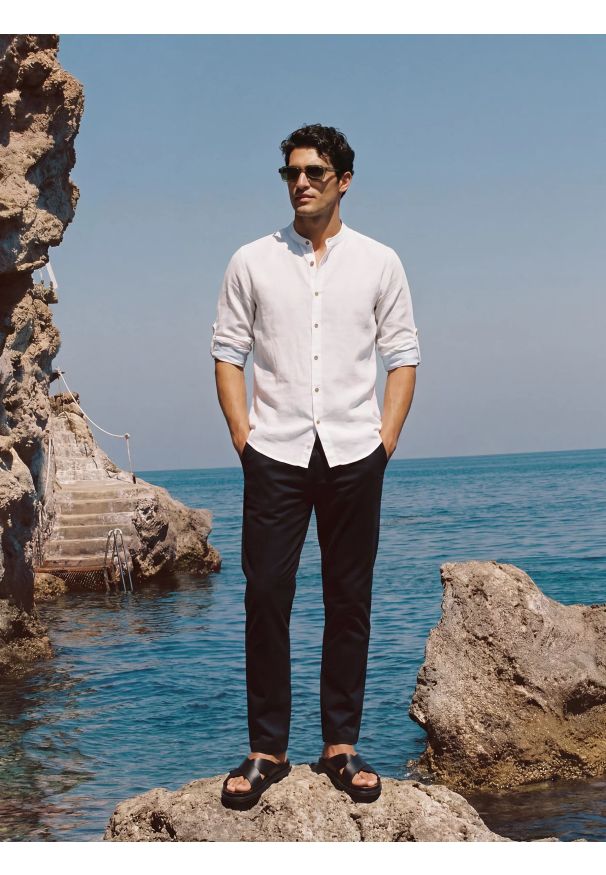 Big-Star - Spodnie męskie chinosy czarne Trevor 906. Okazja: na co dzień. Kolor: czarny. Materiał: materiał, tkanina. Wzór: nadruk, haft. Styl: klasyczny, casual