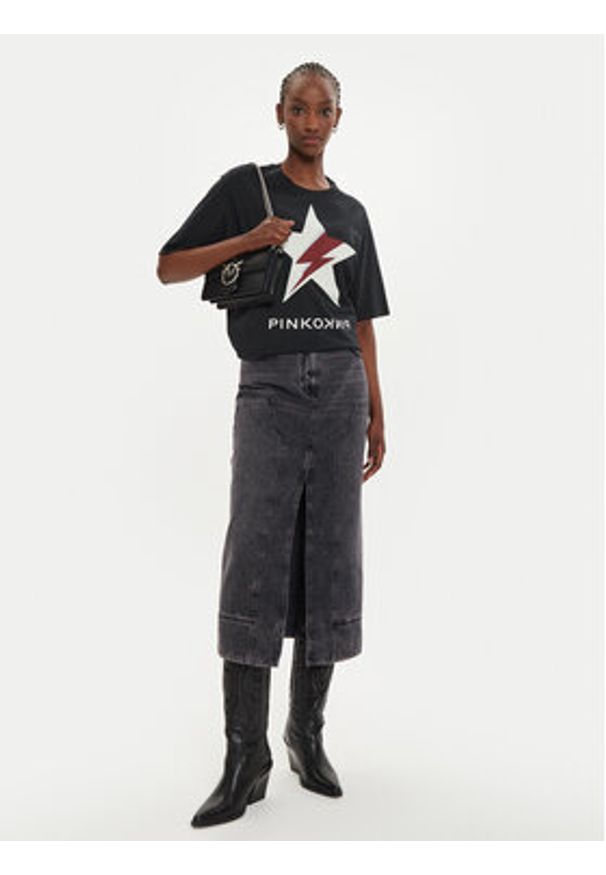 Pinko - PINKO Spódnica jeansowa Gregoriana Gonna 03903 A20U Czarny Regular Fit. Kolor: czarny. Materiał: bawełna