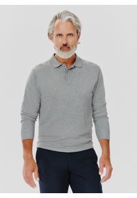 Pako Lorente - PAKO LORENTE – Szary sweter męski z kołnierzykiem polo. Okazja: na co dzień. Typ kołnierza: polo. Kolor: szary. Sezon: jesień. Styl: casual