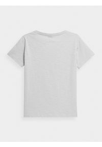 4f - T-shirt oversize gładki damski. Kolor: szary. Materiał: bawełna, dzianina. Wzór: gładki