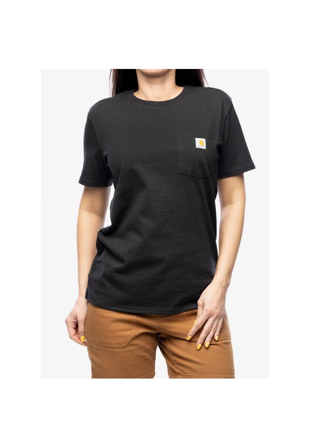 Koszulka bawełniana damska Carhartt Workwear Pocket S/S T-Shirt. Kolor: czarny. Materiał: bawełna