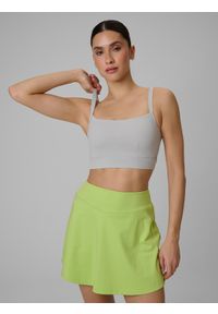 4f - 4F Biustonosz treningowy z niskim wsparciem damski - szary M. Kolor: szary. Materiał: guma. Rodzaj stanika: wyciągane miseczki. Sport: fitness #1