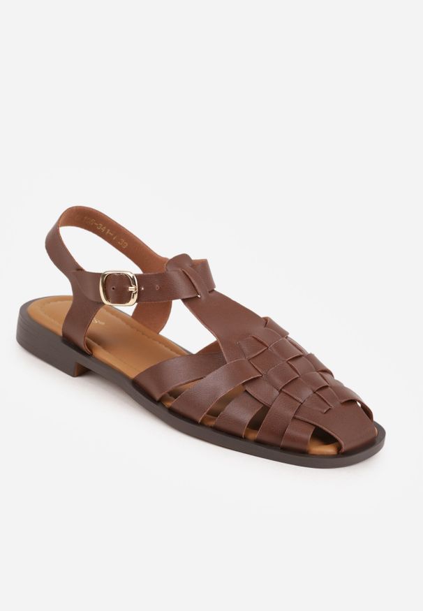 Born2be - Brązowe Sandały VICES z Przeplatanymi Paskami i Kwadratowym Noskiem Assadah. Okazja: na co dzień. Zapięcie: pasek. Kolor: brązowy. Materiał: koronka, jeans. Styl: casual, klasyczny, elegancki