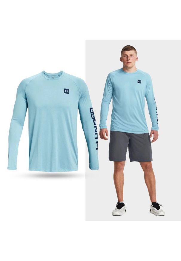 Under Armour - Koszulka longsleeve fitness męska UNDER ARMOUR z długim rękawem. Kolor: niebieski. Długość rękawa: długi rękaw. Długość: długie