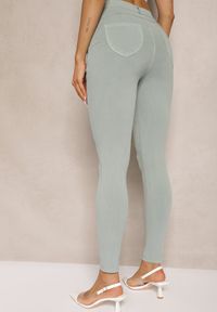 Renee - Zielone Skinny Jeansy z Bawełną High Waist Lorie. Okazja: na co dzień. Stan: podwyższony. Kolor: zielony. Styl: wizytowy, elegancki, casual #4