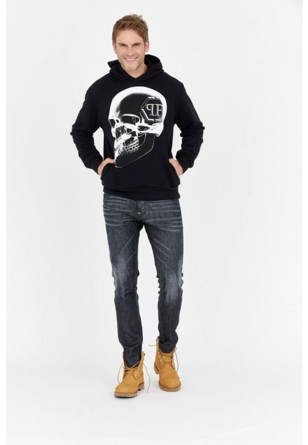 Philipp Plein - PHILIPP PLEIN Czarna bluza męska z kapturem x-ray skull, Rozmiar XXL. Typ kołnierza: kaptur. Kolor: czarny