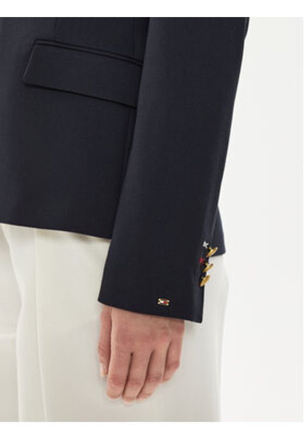 TOMMY HILFIGER - Tommy Hilfiger Marynarka WW0WW42246 Granatowy Slim Fit. Kolor: niebieski. Materiał: wiskoza, syntetyk