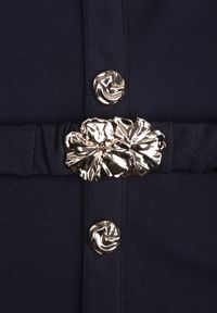 Born2be - Granatowa Sukienka z Wiskozy z Elastycznym Paskiem Ozdobną Klamrą i Guzikami Alcerine. Kolor: niebieski. Materiał: wiskoza. Styl: elegancki, klasyczny #3
