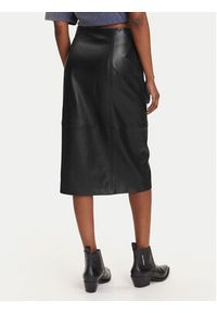 Hugo - HUGO Spódnica skórzana Leomira 50542308 Czarny Regular Fit. Kolor: czarny. Materiał: skóra