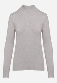 Born2be - Szary Sweter Półgolf Ozdobiony Guzikami przy Rękawach Delianor. Okazja: na co dzień, na spotkanie biznesowe. Kolor: szary. Materiał: jeans. Długość rękawa: długi rękaw. Długość: długie. Wzór: aplikacja. Sezon: jesień. Styl: biznesowy, klasyczny, elegancki, casual #5