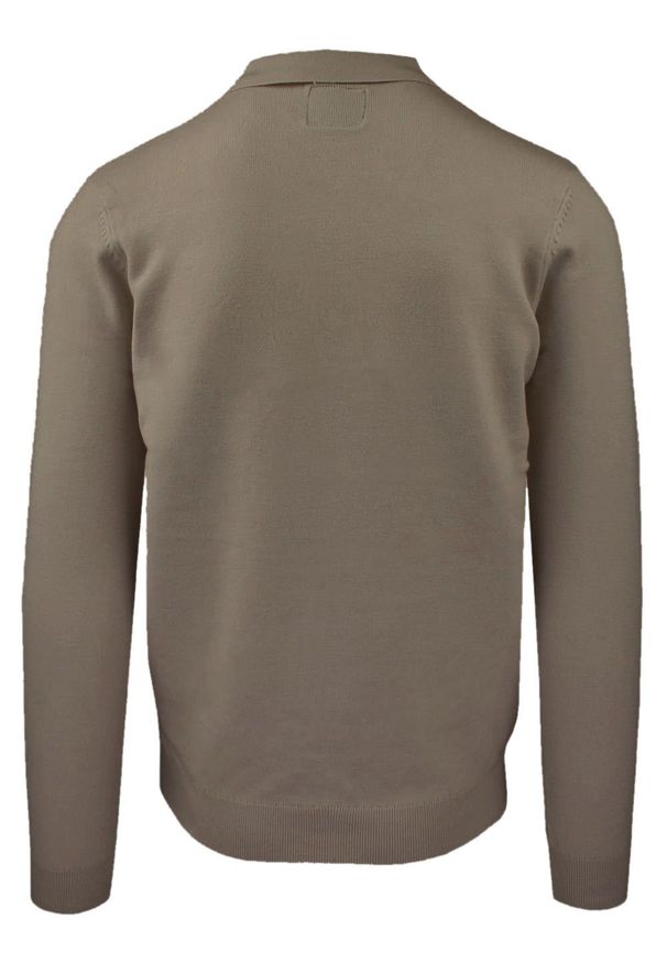 Męski, Lekki Sweter z Wiskozy z Kołnierzykiem Polo - Brave Soul - Taupe. Typ kołnierza: polo. Kolor: beżowy, brązowy, wielokolorowy. Materiał: poliester, poliamid, wiskoza