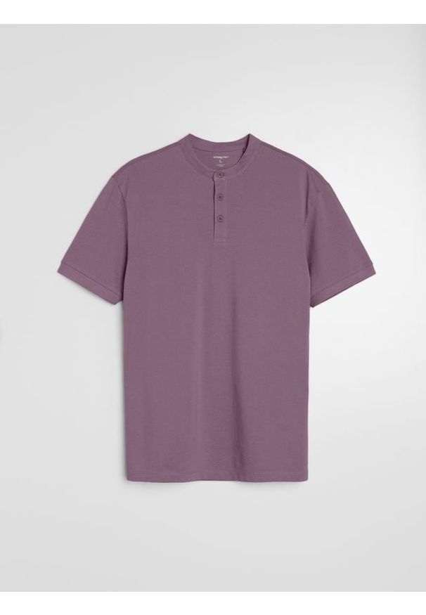 Sinsay - Bawełniana koszulka polo - fioletowy. Typ kołnierza: polo. Kolor: fioletowy. Materiał: bawełna