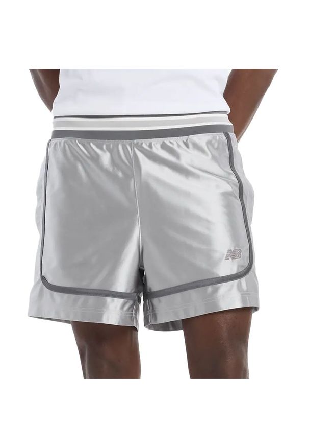 Spodenki męskie New Balance MS51608RCD - srebrne. Kolor: srebrny. Materiał: materiał, poliester, dzianina. Sport: fitness