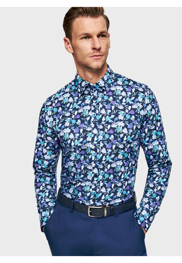 Pako Lorente - PAKO LORENTE – Koszula męska w kwiaty. Materiał: elastan, bawełna. Długość rękawa: długi rękaw. Długość: długie. Wzór: kwiaty. Sezon: wiosna
