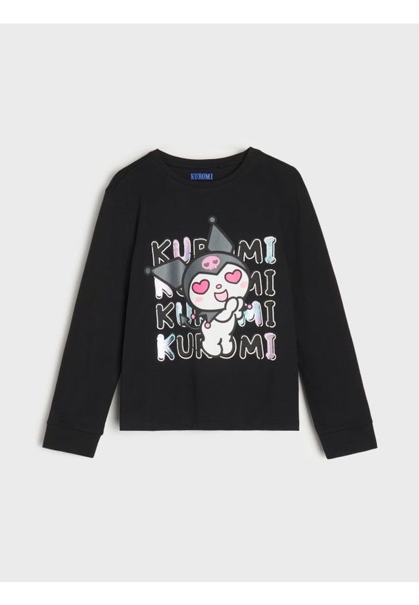 Sinsay - Bawełniana bluzka z nadrukiem Kuromi - czarny. Kolor: czarny. Materiał: bawełna. Wzór: nadruk