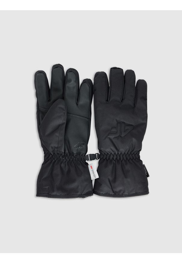 4f - 4F Rękawiczki narciarskie Thinsulate membrana 5000 damskie - czarne L. Kolor: czarny. Materiał: materiał. Technologia: Thinsulate. Wzór: paski. Sezon: zima. Sport: narciarstwo