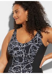 bonprix - Kostium kąpielowy shape, lekki stopień modelowana sylwetki, z dekoltem w serek. Kolor: czarny. Materiał: materiał #2