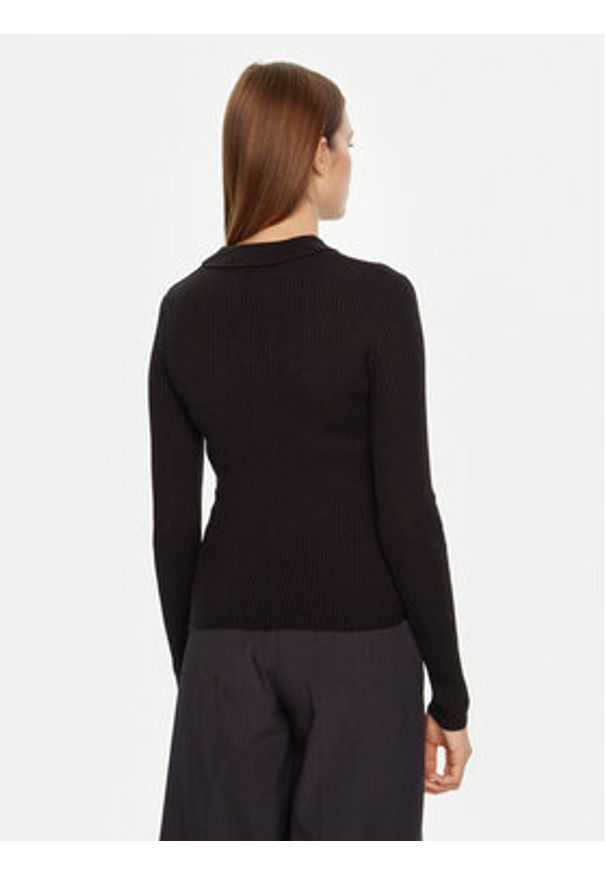 Brave Soul Sweter LK-248POLOBLK Czarny Slim Fit. Kolor: czarny. Materiał: syntetyk