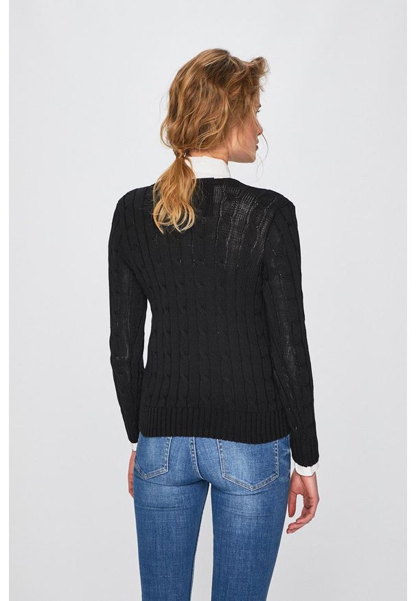 Polo Ralph Lauren - Sweter. Typ kołnierza: polo. Kolor: czarny. Materiał: dzianina