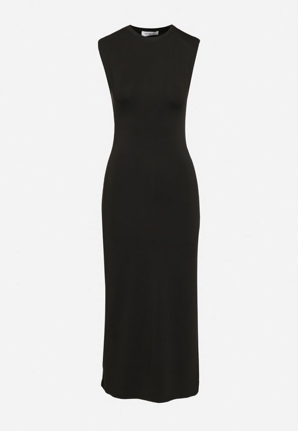 Born2be - Czarna Dopasowana Sukienka Bodycon z Rozcięciem Jelifea. Okazja: na wesele, na ślub cywilny. Kolor: czarny. Typ sukienki: bodycon. Styl: klasyczny