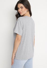 Born2be - Szary T-shirt z Bawełny w Klasycznym Stylu Tulseli. Okazja: na co dzień. Kolor: szary. Materiał: bawełna. Styl: klasyczny