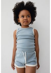 Marsala - MINI spodenki z beżowym obszyciem w kolorze SKY BLUE - DALTON-116-122 (6-7). Kolor: niebieski. Materiał: bawełna, elastan, dzianina, prążkowany, guma. Wzór: gładki #1
