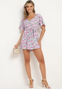 Born2be - Jasnofioletowy Kombinezon z Gumką w Pasie z Materiałowym Paskiem Tessianna. Okazja: na co dzień. Kolor: fioletowy. Materiał: materiał. Styl: elegancki, casual #5