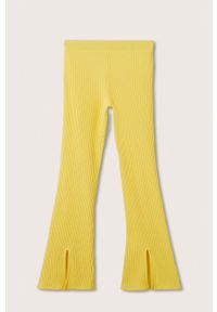 mango - Mango spodnie Miri damskie kolor żółty dzwony high waist. Stan: podwyższony. Kolor: żółty. Materiał: włókno #5