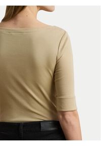 Lauren Ralph Lauren Bluzka 200654963177 Beżowy Slim Fit. Kolor: beżowy. Materiał: bawełna
