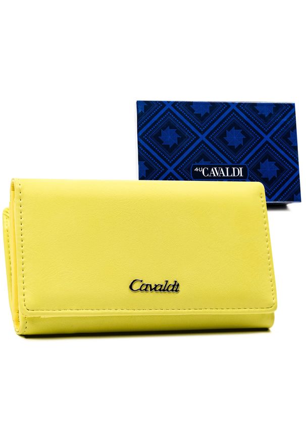 4U CAVALDI - Portfel damski 4U Cavaldi GD29-DNM żółty. Kolor: żółty. Materiał: skóra ekologiczna, materiał
