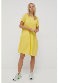 Deha sukienka kolor żółty mini rozkloszowana. Kolor: żółty. Długość rękawa: krótki rękaw. Długość: mini #4