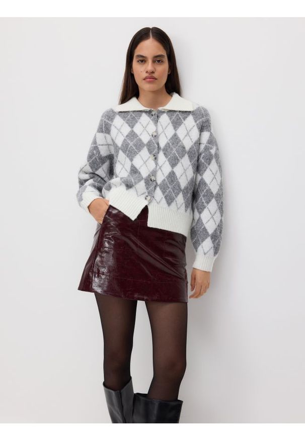 Reserved - Spódnica z imitacji skóry - bordowy. Kolor: czerwony. Materiał: skóra