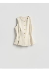Reserved - Kamizelka - kremowy. Kolor: kremowy. Materiał: tkanina, bawełna