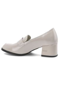 Szare Półbuty Vinceza Eleganckie Obuwie Damskie Na Obcasie. Okazja: na co dzień. Zapięcie: pasek. Kolor: szary. Materiał: materiał, lakier. Obcas: na obcasie. Styl: elegancki. Wysokość obcasa: średni #6