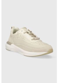 Calvin Klein sneakersy FLEXI RUNNER LACE UP - EPI MONO kolor beżowy HW0HW01662. Nosek buta: okrągły. Zapięcie: sznurówki. Kolor: beżowy. Materiał: guma #3