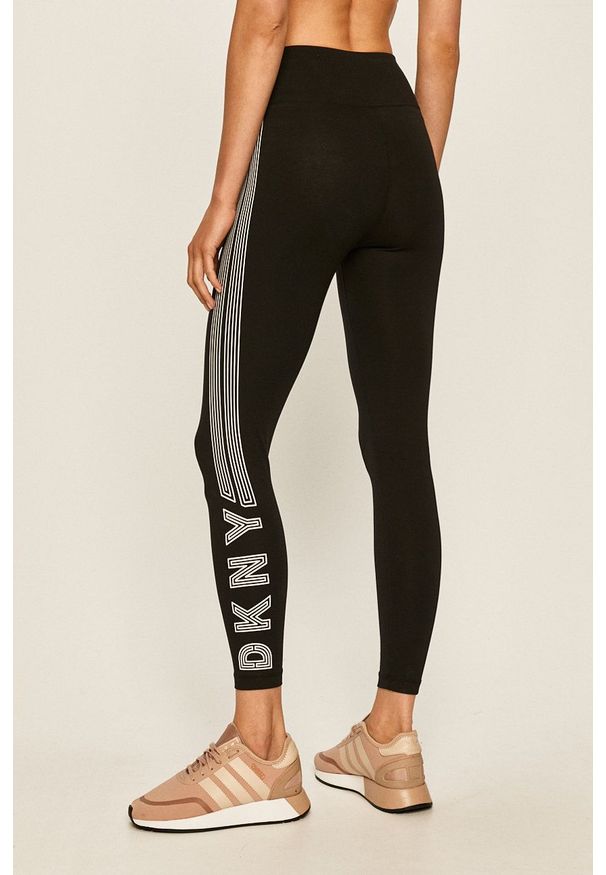 DKNY - Dkny - Legginsy. Kolor: czarny. Wzór: nadruk