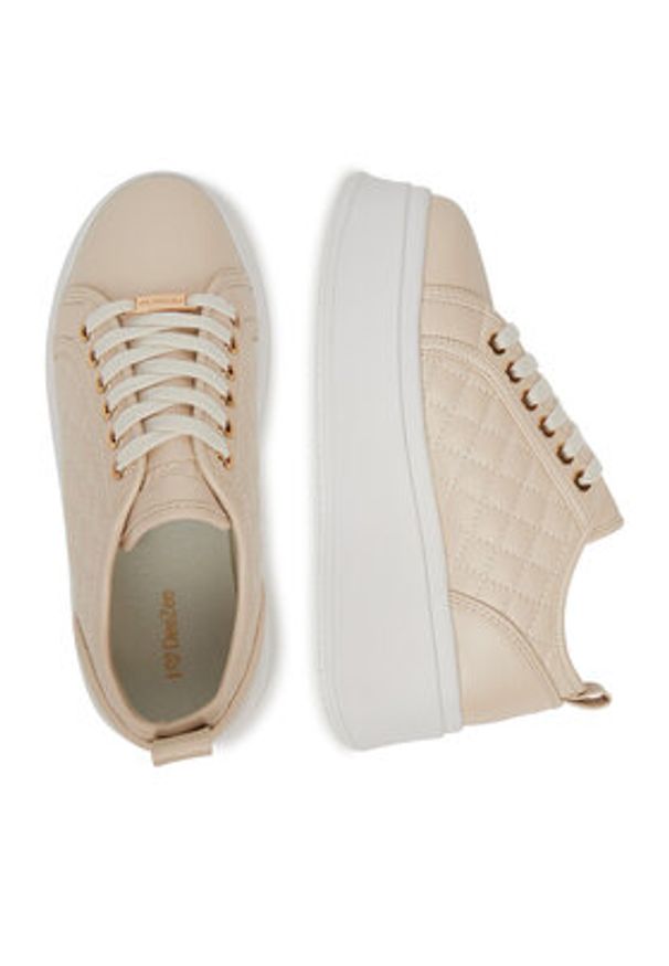DeeZee Sneakersy AM25237 Beżowy. Kolor: beżowy. Materiał: skóra