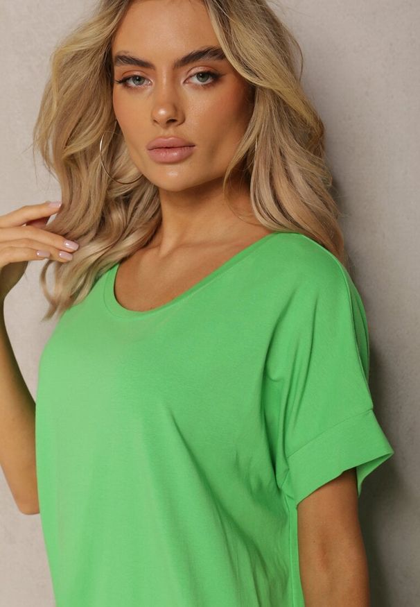 Renee - Zielona T-shirtowa Sukienka Pudełkowa z Elastycznej Bawełny Ellensa. Kolor: zielony. Materiał: bawełna. Styl: wakacyjny. Długość: mini
