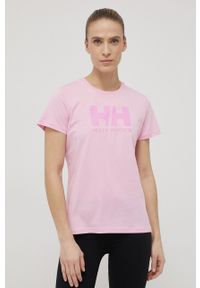 Helly Hansen t-shirt bawełniany kolor granatowy. Okazja: na co dzień. Kolor: różowy. Materiał: bawełna. Wzór: nadruk. Styl: casual
