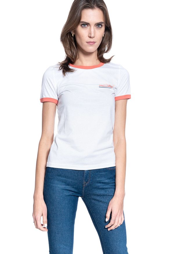 Lee - DAMSKI T-SHIRT LEE RINGER TEE SLIM FIT BRIGHT WHITE L40PEPLJ 112108662