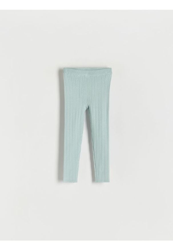 Reserved - Prążkowane legginsy - jasnoturkusowy. Kolor: turkusowy. Materiał: prążkowany