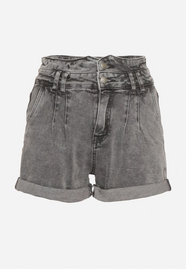Born2be - Szare Jeansowe Szorty z Bawełny z Podwyższonym Stanem Nemorea. Stan: podwyższony. Kolor: szary. Materiał: bawełna, jeans. Sezon: lato