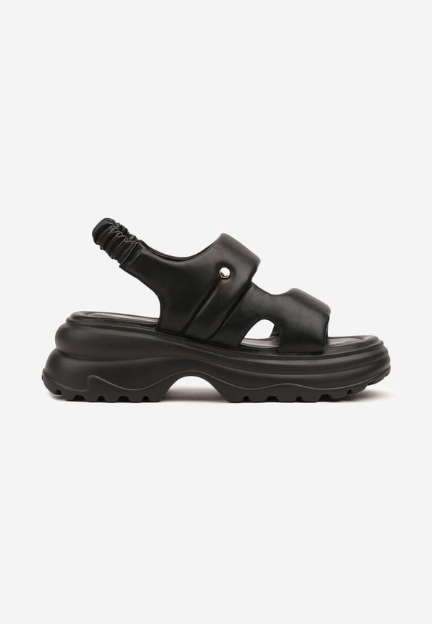 Born2be - Czarne Sandały w Stylu Chunky na Grubej Podeszwie Aneora. Okazja: na co dzień. Zapięcie: pasek. Kolor: czarny. Materiał: jeans. Wzór: gładki. Obcas: na obcasie. Styl: casual, elegancki. Wysokość obcasa: średni