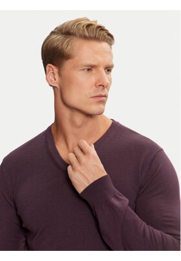 Hugo Sweter San Vredo-M 50474172 Fioletowy Slim Fit. Kolor: fioletowy. Materiał: wełna