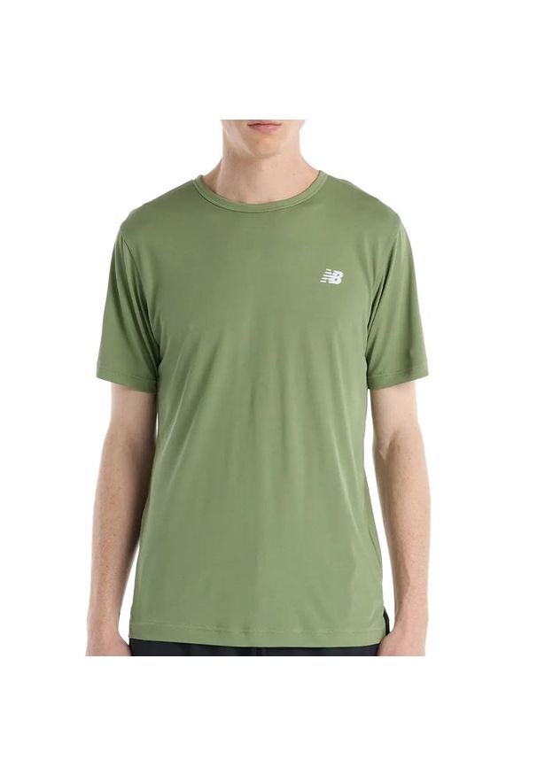 Koszulka męska New Balance MT61O0U4AAR - zielona. Kolor: zielony. Materiał: materiał, poliester. Sport: fitness
