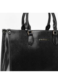 Wittchen - Torebka kuferek o fakturze egzotycznej skóry. Kolor: czarny. Wzór: haft. Dodatki: z haftem. Materiał: skórzane. Styl: elegancki #2