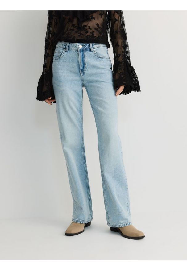 Reserved - Jeansy wide leg - niebieski. Kolor: niebieski